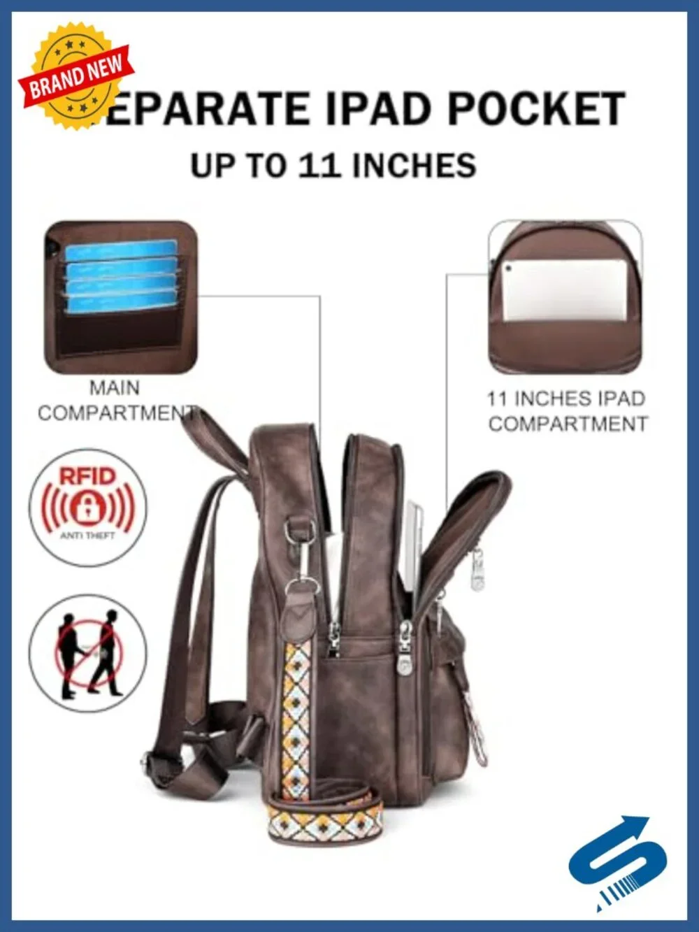 Small Backpack Purse for Women, Multi-Pocket with iPad Pocket, Waterproof Vegan